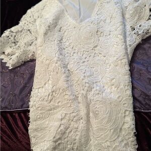 Elegant White Lined Lace Blouse